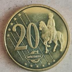 SETTEN ÇIKMA  SPECİMEN  DANİMARKA   2003     20  EURO CENT    ÇİL  FANTAZİ PARA