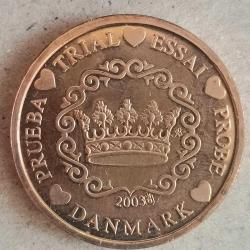 SETTEN ÇIKMA  SPECİMEN  DANİMARKA   2003     5  EURO CENT    ÇİL  FANTAZİ PARA