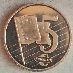 SETTEN ÇIKMA  SPECİMEN  DANİMARKA   2003     5  EURO CENT    ÇİL  FANTAZİ PARA