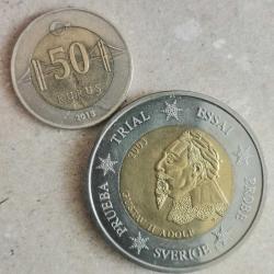 SETTEN ÇIKMA  SPECİMEN  İSVEÇ   2003     2  EURO     ÇİL  FANTAZİ PARA