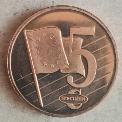 SETTEN ÇIKMA  SPECİMEN  İSVEÇ   2003     5  EURO  CENT    ÇİL  FANTAZİ PARA