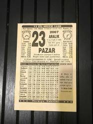 2007 Türkiye Takvimi Yaprağı — 23 Aralık Pazar | Doğum Günü Hediyelik Nostaljik Takvim