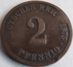 Almanya 1875 F 2 Pfennig Alman İmparatorluğu (A Darphanesi - Berlin) Nadir Bakır Para