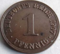 Almanya 1907 A 1 Pfennig Alman İmparatorluğu (A Darphanesi - Berlin) Bakır Para
