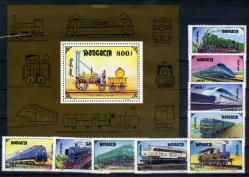 Koleksiyon Pulları,1997 Klasik ve Modern Trenler,MOĞOLİSTAN,9 pul+1 Blok Damgasız Tam Seri,Kia68