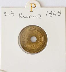 Türkiye Cumhuriyeti  1949 Yılı 2.5 Kuruş Çil    (TCMK0002)