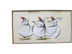 SANATÇI İMZALI SEMAZEN DERVİŞLER RESMİ