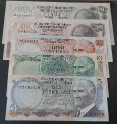 6.Emisyon 100-50-20-10-5 Türk lirası ÇİL kağıt para    (  63   )