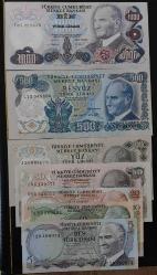 6. Emisyon Tam Set Para Lotu (Resimdeki Aynı Ürünler Koruma Kabı İçinde Gönderilecektir) (1000 liralar ÇİLALTI KONDİSYONDA,500,100 ,50,20,10,5 LİRALAR ÇİL ) (82)