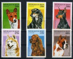 Koleksiyon Pulları,1997 Afrika (Benin) 6 Pulluk Damgasız Tam Seri Cins KÖPEKLER, Kia71