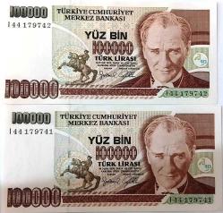 7. Emisyon 100.000 LİRA ÇİL Seri Takipli (RESİMDEKİ ÜRÜN GÖNDERİLECEKTİR) 66