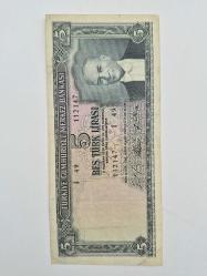 5 Türk Lirası 5 Emisyon 4 Tertip 1965 Senesi Beş Türk Lirası