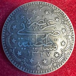 OSMANLI MEHMED REŞAD 1909-1918 ( AH 1327-1336)  5 KURUŞ GÜMÜŞ 1327/7