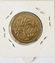 Türkiye Cumhuriyeti 1996 Yılı 2500  Lira   Kenar Yazısı Turaya Göre Düz  Sadece Darphane Setinde Bulunur (Nadir )  (TCMK0007)