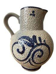 Antika West Almanya Tuz Sırlı El Boyaması Süt Sürahisi