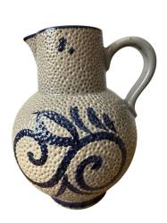 Antika West Almanya Tuz Sırlı El Boyaması Süt Sürahisi