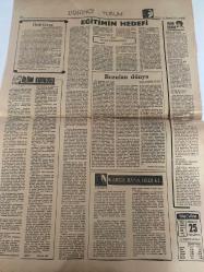 DÜNYA GAZETESİ - DOĞUM GÜNÜ HEDİYESİ (TURKISH NEWSPAPPER) - 25 TEMMUZ 1970 - SADECE TEK YAPRAKTIR -Münif AKKANOĞLU-Muhittin YILMAZ-DÜNYA-POLİTİKA-Kuraklıkla ilgili kararların tatbikine hemen başlanıyor-Personel Tasarısı Senato’da-Statü getirilemez her meslek için ayrı bir-Ortak Pazar anlaşması Türkiye için başarıdır-Bursa Cezaevi isyancıları Sinop cezaevine nakledildi-Eğitimin Hedefi-Bozulan dünya-Ölüm korkusu-Özlü Cevap-Karga bana dedi ki-Pratik bilgiler-Takvim