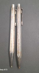 Caran d'Ache Geigy gümüş iki adet kalem,