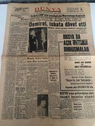 DÜNYA GAZETESİ - DOĞUM GÜNÜ HEDİYESİ (TURKISH NEWSPAPPER) - 8 HAZİRAN 1966 - SADECE TEK YAPRAKTIR -İsmet İnönü-Süleyman Demirel-Falih Rıfkı Atay-Mehmet Arif Demirer-Miray Tekelioğlu-Bedi Faik-Niyazi Aydın-Victor Zorza-J F Kalin-S Richard-Demirel ispata davet etti-İnönü CHP nin yenilgisini Nurculuğa bağladı-Rusya da açık duruşmalar-Seçimden alınan dersler-Kayıp kızın kafatası dün bulundu-Sunay bugün yurt gezisine çıkıyor-Muhalefetin iddiaları karşısında A Dallının önergesi-NATO nun geleceğine dair önemli kararlar alındı-Biraz insaf-Fransa nın desteği olmadan NATO ya eş bir Avrupa savunma sistemi kurulamaz-Cezayir gelecek ihtilali bekliyor-NATO Fransız gücünü muhafaza edebilir-Kızıl Çin de uyuşmazlıklar-Hayata isyan-Takvim