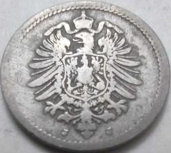 Almanya 1875 J 5 Pfennig Alman İmparatorluğu Bakır-Nikel Nadir İlk Dönem Para