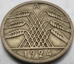Almanya 1924 A 5 Reichspfennig Weimar Cumhuriyeti Alüminyum-Bronz Madeni Para