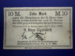 Çok Nadir Almanya 10 Mark 1922 Endüstriyel Notgeld. Numista Nadirlik Endeksi En Yüksek Değer Olan 100’dür. H. Heye Glasfabrik (Hala Faaliyette Olan Ünlü Herman Heye Alman Cam Fabrikası)