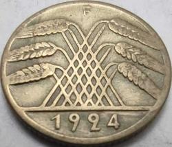 Almanya 1924 F 10 Reichspfennig Weimar Cumhuriyeti Alüminyum-Bronz Madeni Para