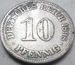 Almanya 1898 A 10 Pfennig Alman İmparatorluğu Bakır-Nikel Madeni Para