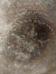 Tekke işi, Osmanlı Dönemi Mührü Süleyman Motifli, 56 cm. 2400 gr. Komple Desenli Bakır Tepsi..Şark Köşesi için ideal.