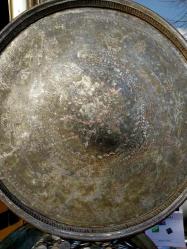 Tekke işi, Osmanlı Dönemi Mührü Süleyman Motifli, 56 cm. 2400 gr. Komple Desenli Bakır Tepsi..Şark Köşesi için ideal.