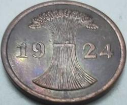 Almanya 1924 A 2 Reichspfennig Weimar Cumhuriyeti Bronz Madeni Para