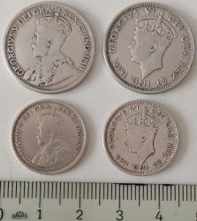 1921-1938 KIBRIS 9 PIASTRE GÜMÜŞ PARALAR İLE 1921-1938 KIBRIS 4½ PIASTRE GÜMÜŞ PARA SETİ 4 ADET 2RRR1A1 ÇOK NADİRDİR