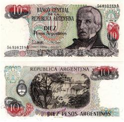 P#313a.2 Arjantin 10 Peso 1984 ÇİL (56...219A)