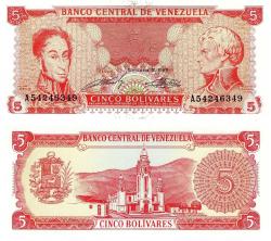 P#70b Venezuela 5 Bolivar 1989 ÇİL (A54...349)