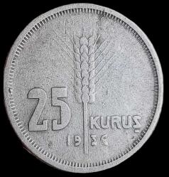 LOT.9 » 1936 25 Kuruş Gümüş 3gr