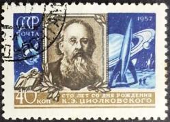 +++ RUSYA ROKET BİLİMCİ KONSTANTIN TSIOLKOVSKY DOĞUM 100.YIL        1957    40K   - DAMGALI