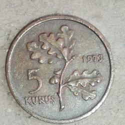 TÜRKİYE  1973     5  KURUŞ
