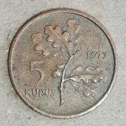 TÜRKİYE  1973     5  KURUŞ