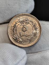 Sultan Reşat 1327/4 Nikel 5 Para Çil