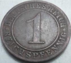 Almanya 1925 A 1 Reichspfennig Weimar Cumhuriyeti Bronz Madeni Para