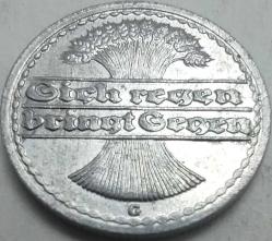 Almanya 1921 G 50 Pfennig Weimar Cumhuriyeti Alüminyum Madeni Para