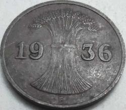 Almanya 1936 F 1 Reichspfennig Weimar Serisi Bronz Madeni Para