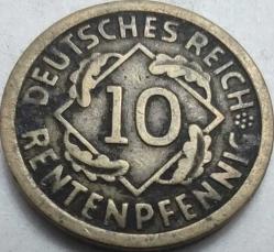 LOT.20 » Almanya 1924 G 10 Rentenpfennig Weimar Cumhuriyeti Alüminyum-Bronz Para