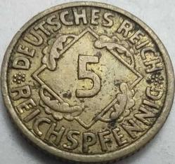 Almanya 1936 A 5 Reichspfennig Weimar Serisi Alüminyum-Bronz Madeni Para