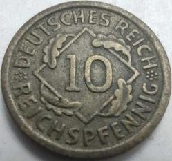 LOT.19 » Almanya 1935 A 10 Reichspfennig Weimar Serisi Alüminyum-Bronz Madeni Para