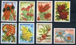 Koleksiyon Pulları,1988 Nicaragua,8 Pulluk Damgasız Çiçekler Tam Seri,Kia-94