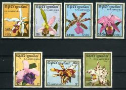 Koleksiyon Pulları,1988 Kamboçya Halk Cumhuriyeti,7 Pulluk Damgasız Tam Seri-Çiçekler,Kia95