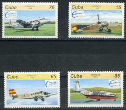 Koleksiyon Pulları,1996 CUBA,4 Pulluk Uçaklar Konulu Anı Serisi,Damgasız Tam Seri,Kia-96