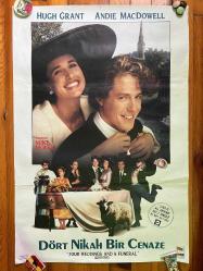 Dört Nikah Bir Cenaze / Four Weddings and a Funeral (1994) Orijinal Türkçe Sinema Afişi – Hugh Grant, Andie MacDowell