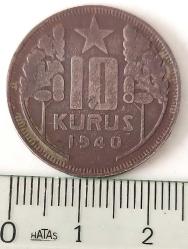 1940 10 KURUŞ ORİJİNAL MADENİ PARASI 2K1R1R NADİRDİR